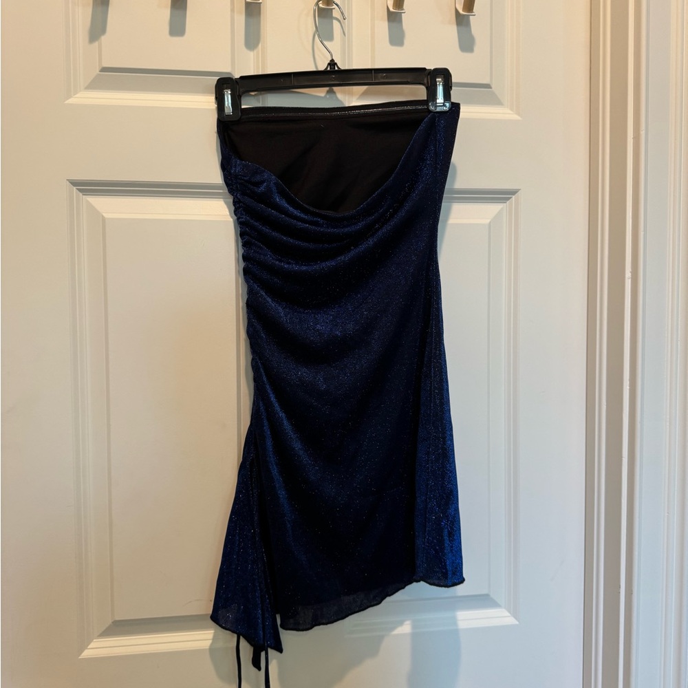 Elegant Blue Sparkle Women's Mini Dress